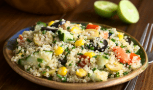 Teljes kiőrlésű quinoa zöldségekkel, gyulladáscsökkentő étrendhez